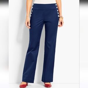 NWT Talbots Blue Wide Leg High Waist Sailor Pants Women's 10 Petite  $90